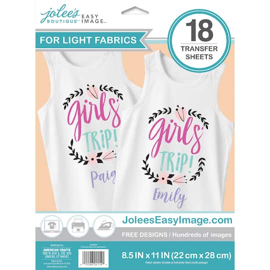 Jolee&#x27;s Boutique&#xAE; Easy Image&#xAE; Light Fabric Transfer Sheets, 18ct.